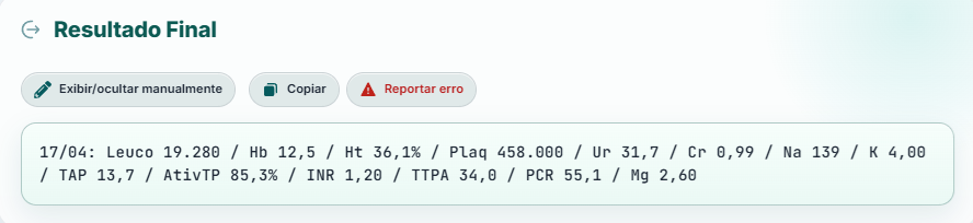 Resultado final formatado